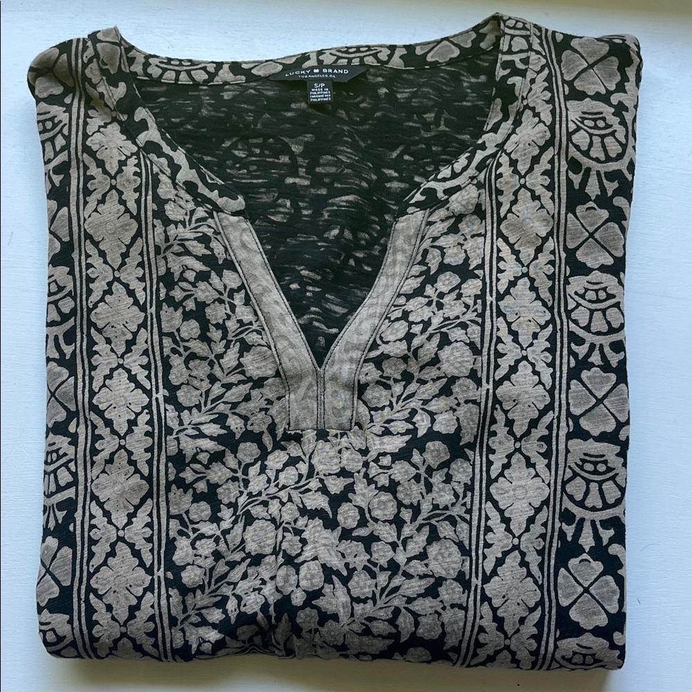 Lucky Brand Tan Floral Blouse